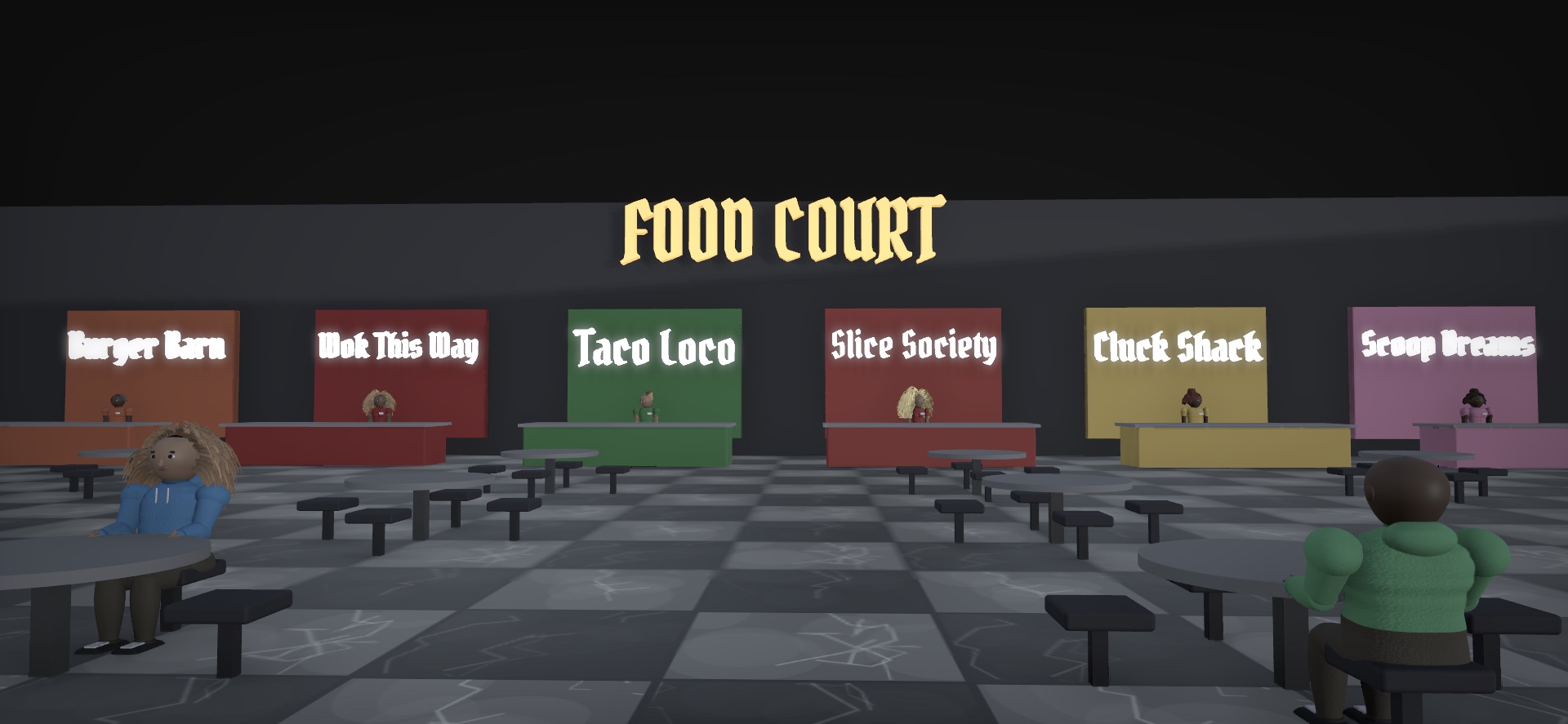 DaleBlock food court with restaurant counters
